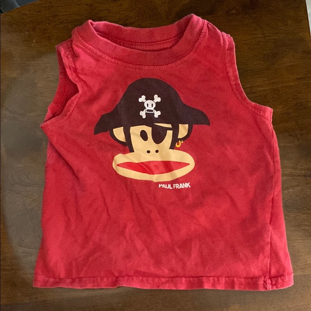 Paul Frank Red Cartoon Graphic Tank Top